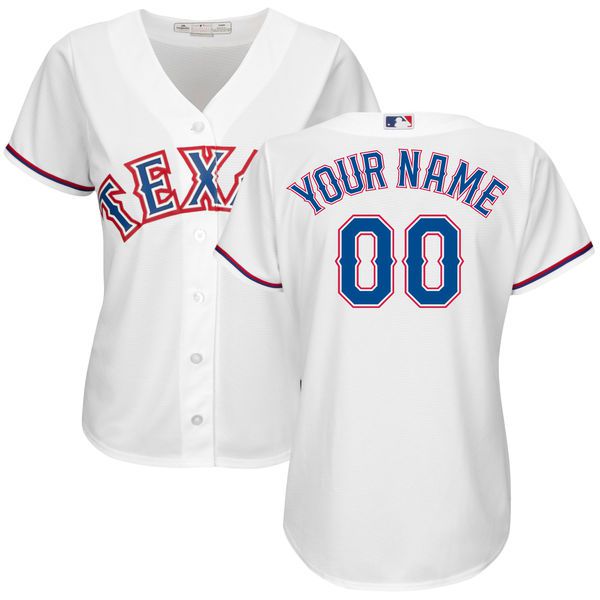 Women Texas Rangers Majestic White Home Cool Base Custom MLB Jersey